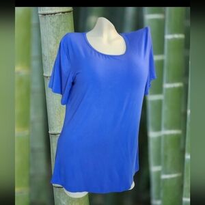Papa Vanvouver Bamboo Blue Short Sleeve Women's Top